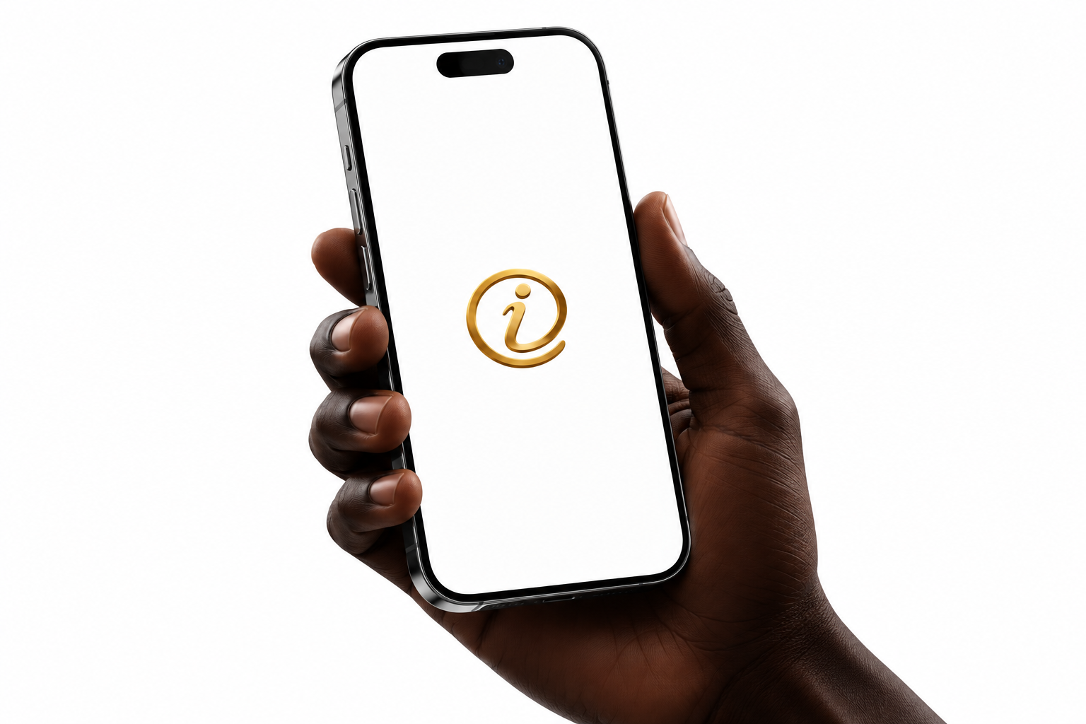 Une main tient un téléphone affichant le logo i360